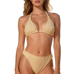 Damen Triangel-Bikini mit rippentexturiertem Stoff und verstellbaren Trägern R&B