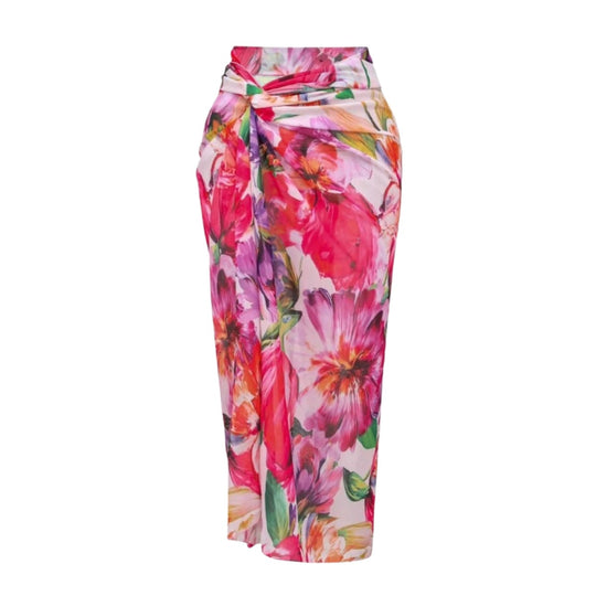 Damen eleganter Badeanzug mit floralem Wickelrock R&B