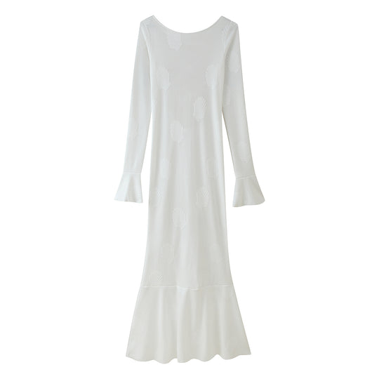 Damen Elegantes Maxikleid mit ausgestellten Ärmeln und floralem Design R&B
