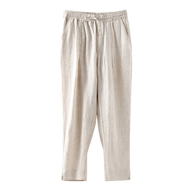 Damen lässige Leinenhose mit elastischem Bund und praktischen Seitentaschen R&B