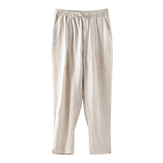 Damen lässige Leinenhose mit elastischem Bund und praktischen Seitentaschen R&B