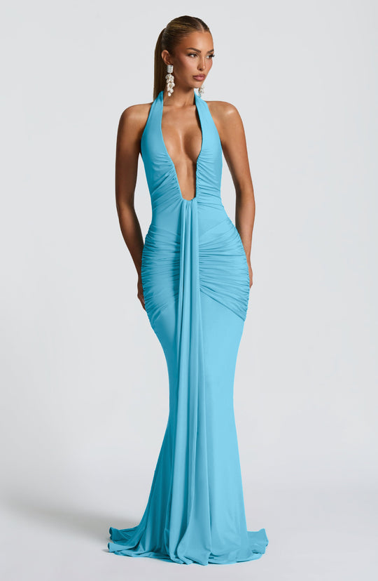 Damen Elegantes Kleid mit tiefem V-Ausschnitt und figurbetontem Schnitt R&B