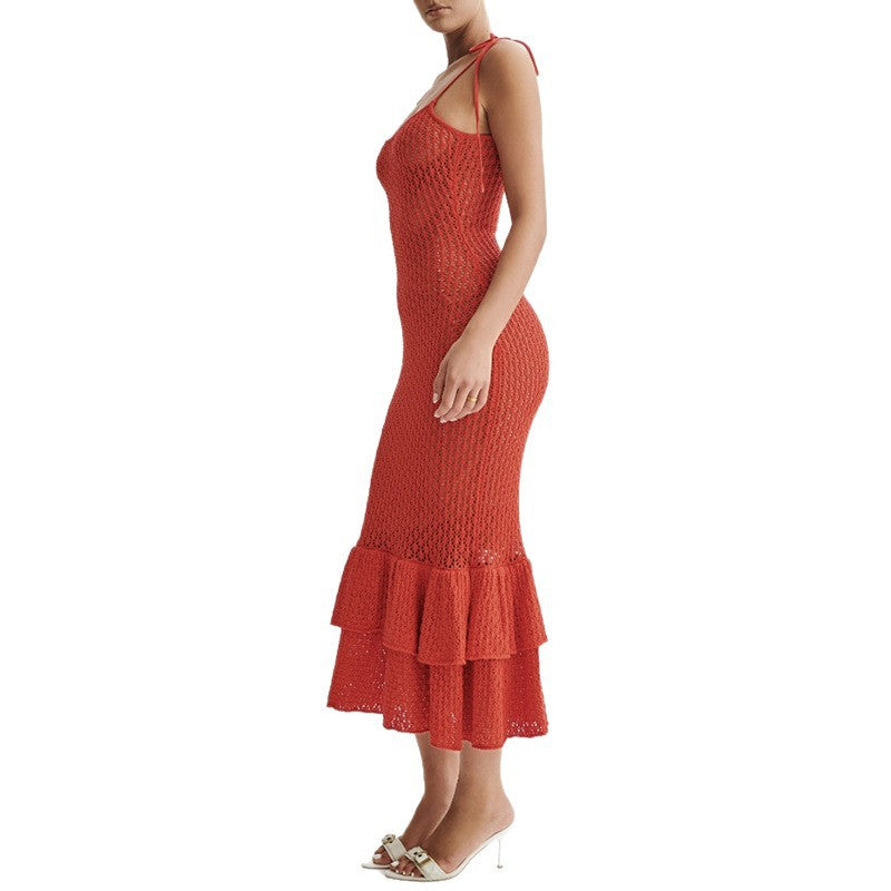 Damen Häkelkleid mit voluminösem Rüschenbesatz R&B