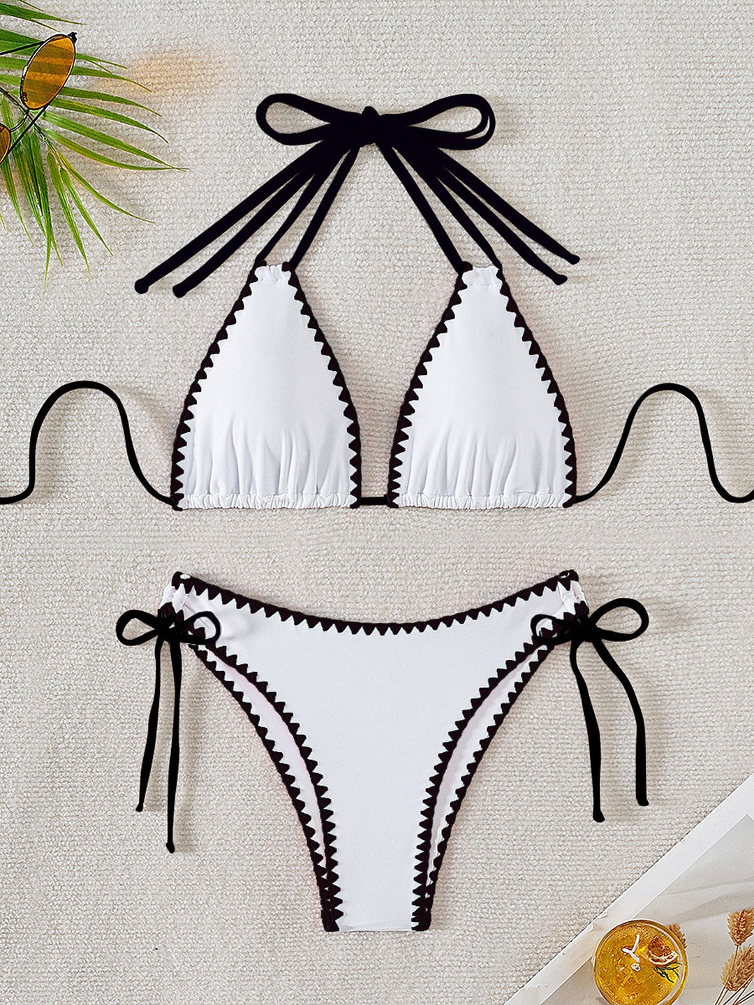 Damen Triangel-Bikini mit verspielten Kontrastnähten R&B