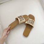 Damen Slide-Sandalen mit modischem Woven-Design und unverwechselbarem Logo EB