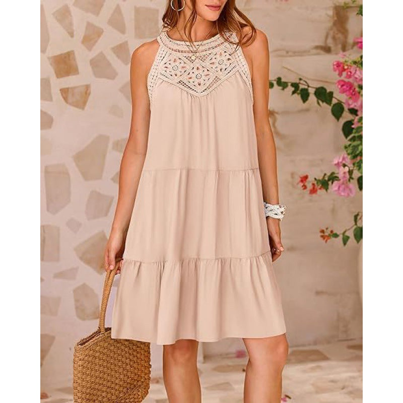 Damen Sommerkleid mit romantischen Häkel-Applikationen R&B
