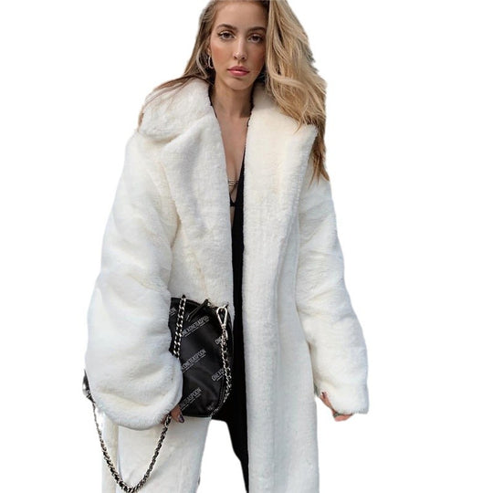 Damen Oversized Kunstpelzmantel mit Kapuze und strukturiertem Design R&B