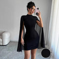 Damen trendiges Cocktailkleid mit fließenden Ärmeln