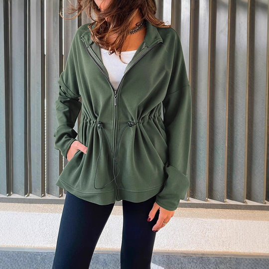 Damen lässige Kapuzenjacke mit regulierbarem Bund R&B