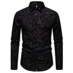 Herren Langarmhemd mit detailreicher Blumenstickerei R&B