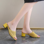 Damen Mules mit atmungsaktivem Netzdesign und bequemer Blockabsatzsohle R&B