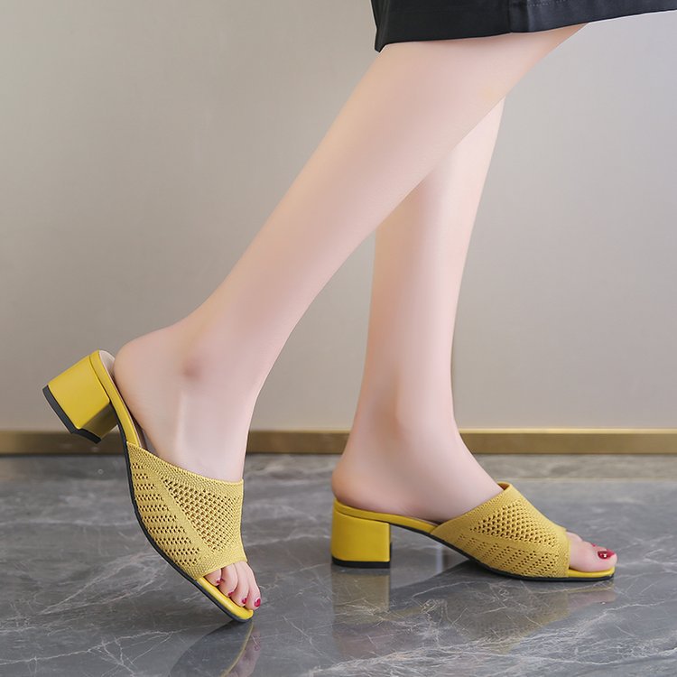 Damen Mules mit atmungsaktivem Netzdesign und bequemer Blockabsatzsohle R&B