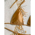 Damen Triangel-Bikini mit fransigem Design R&B