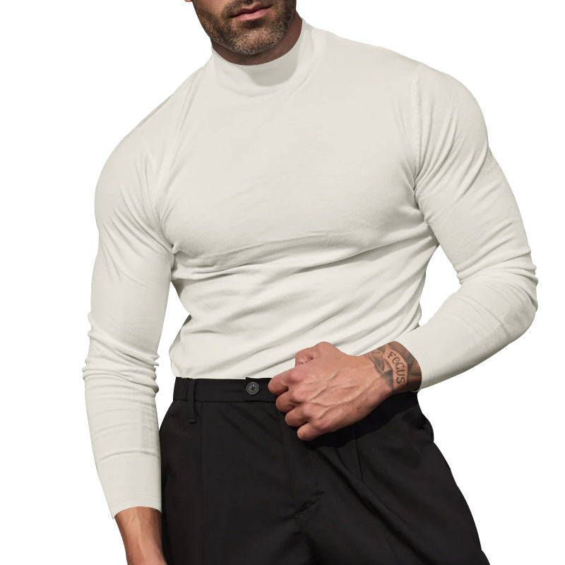Herren nan körperbetonter Feinstrickpullover mit engem Rundhalsausschnitt R&B
