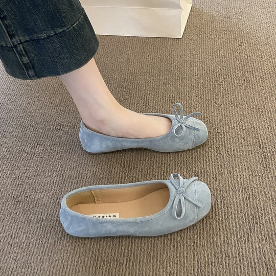 Damen elegante Ballerinas mit schimmernder Oberfläche und zarter Schleifen-Applikation R&B