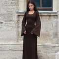 Damen Elegantes Maxikleid mit extra weitem Ärmel und trendiger Rippstruktur R&B
