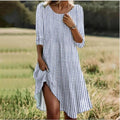 Damen Freizeitkleid mit seitlichem Schlitz und Streifenmuster R&B