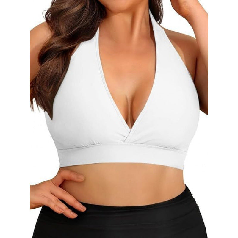 Damen Triangel-Bikini-Oberteil mit tiefem V-Ausschnitt und verstellbaren Trägern R&B