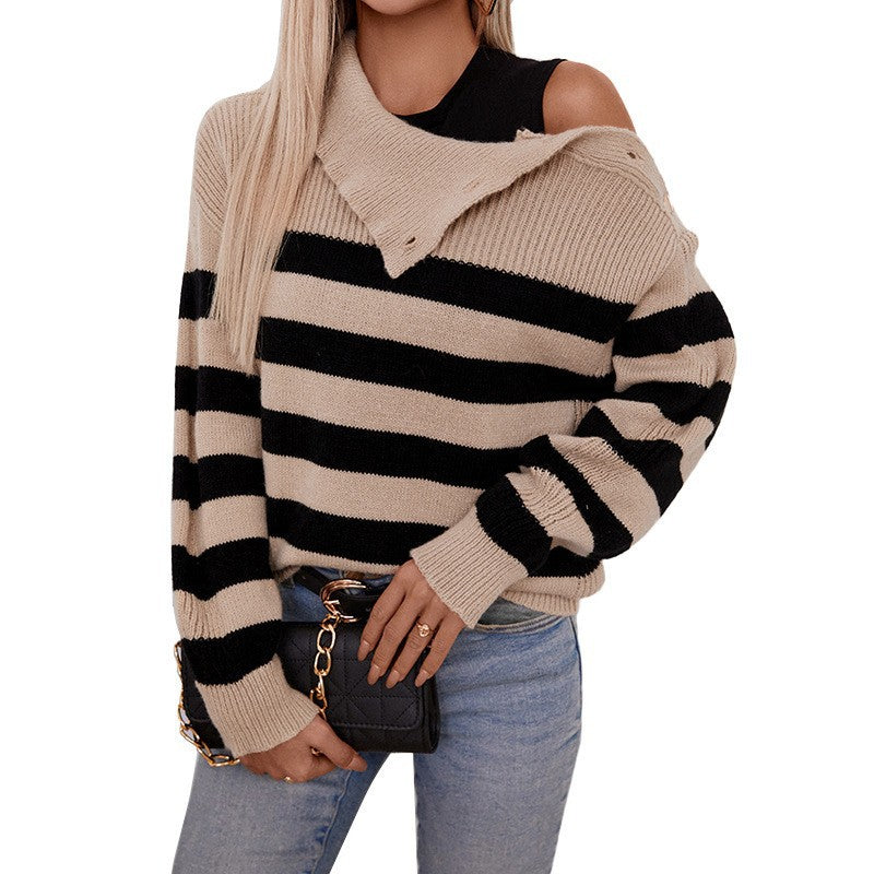Damen Gestreifter Oversized Pullover R&B