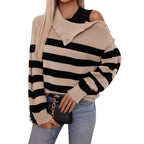 Damen Gestreifter Oversized Pullover