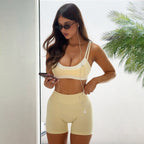 Damen Sportliches Zweiteiliges Set aus bequemem Material mit verstellbaren Trägern R&B