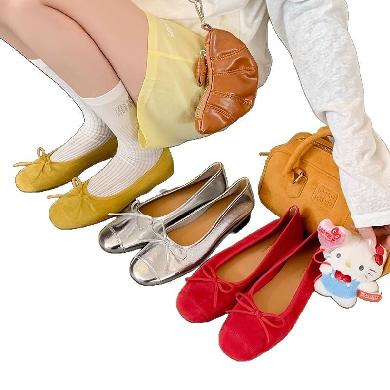 Damen Ballerinas mit schicker Schleifenverzierung und elegantem Metallfinish R&B