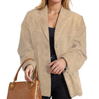 Damen modische Übergangsjacke aus samtähnlichem Material mit praktischen Taschen R&B