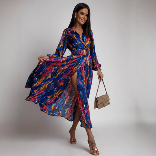 Damen Maxikleid mit bunten Mustern R&B