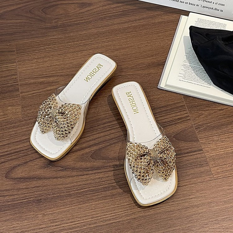 Damen Riemchen-Sandalen mit glamourösen Schleifen und Strass-Applikationen R&B
