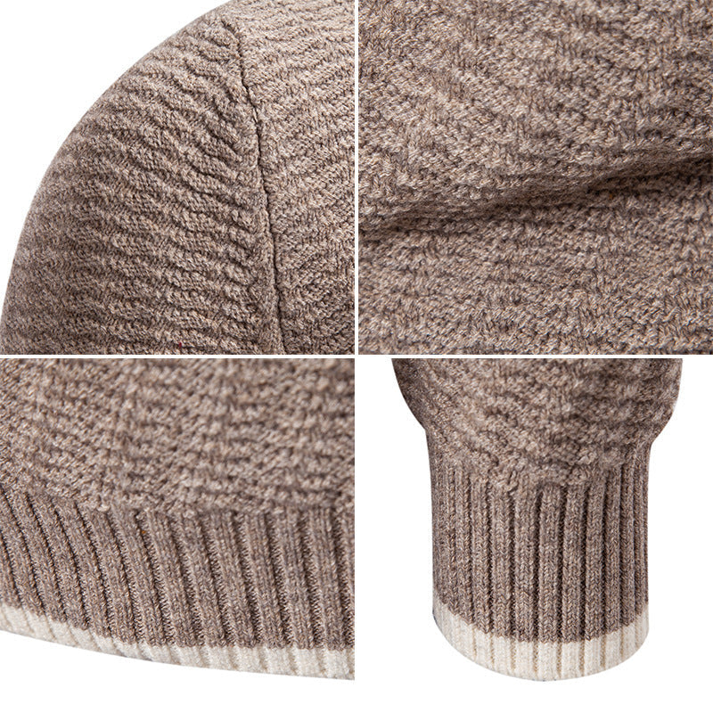 Herren strukturierter Pullover mit hochabschließendem Kragen R&B