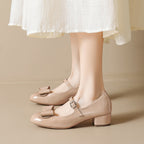 Damen Mary-Jane Ballerinas mit modischer Schleifenapplikation und komfortablem Absatz