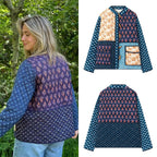 Damen Patchwork Steppjacke mit aufwendigen Mustern und praktischen Taschen R&B
