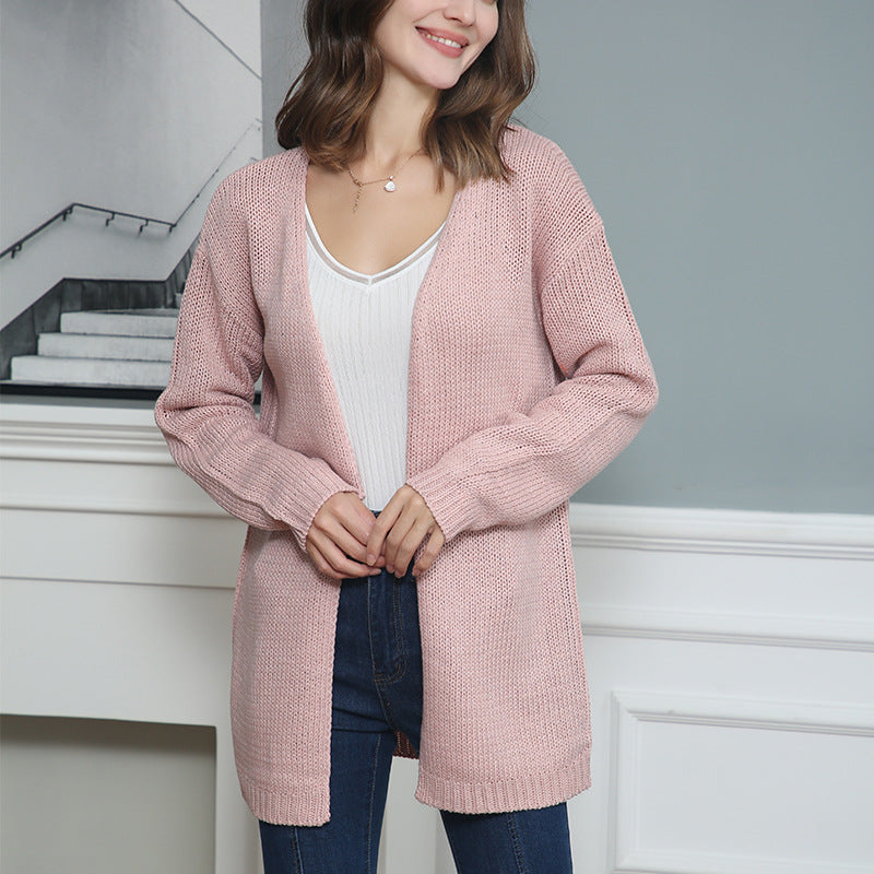 Damen Offene Strickjacke mit lässigem Schnitt und Taschen