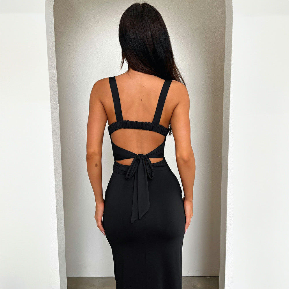 Damen Elegantes Maxikleid mit figurbetonendem Schnitt und seitlichem Schlitz R&B