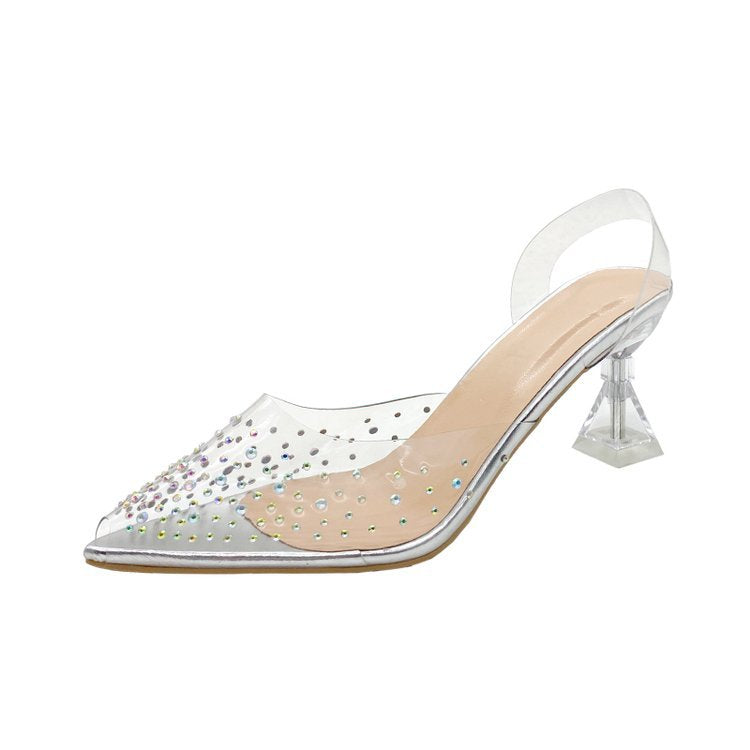 Damen transparente High Heels mit funkelndem Strass R&B