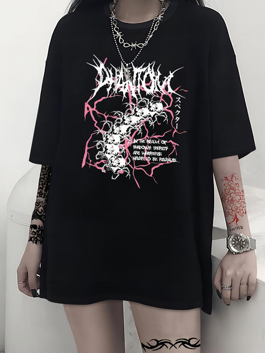 Damen T-Shirt mit künstlerischem Skelettmotiv und einzigartigem Druck R&B