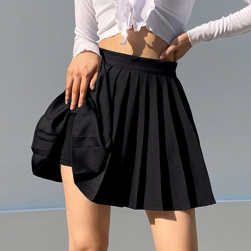 Damen Faltenrock aus atmungsaktivem Material mit verstellbarem Bund R&B