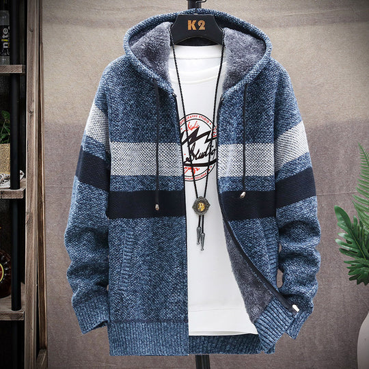 Herren Fleece-Hoodie mit hohem Kragen und Struktur R&B