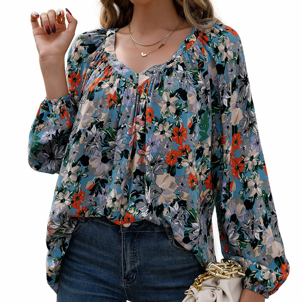 Damen Bluse mit floralen Mustern und luftigen Ärmeln R&B