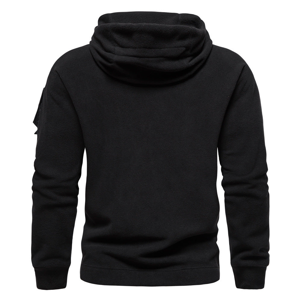 Herren moderne Fleece-Hoodie mit strategischen Reißverschlusstaschen R&B