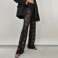 Damen Elegante Spitzenhose mit weitem Bein und hoher Taille R&B