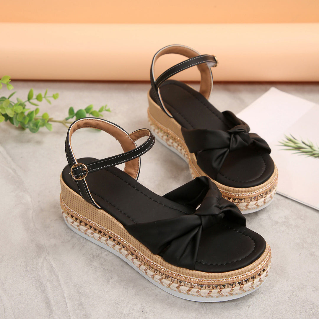 Damen Komfortable Plateau-Sandalen mit Knoten-Detail R&B