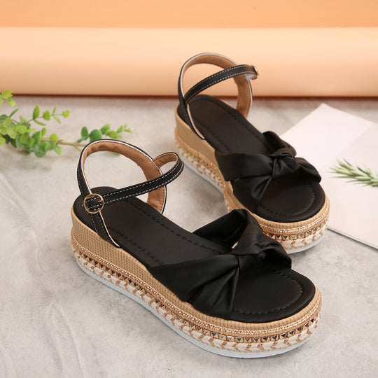 Damen Komfortable Plateau-Sandalen mit Knoten-Detail R&B