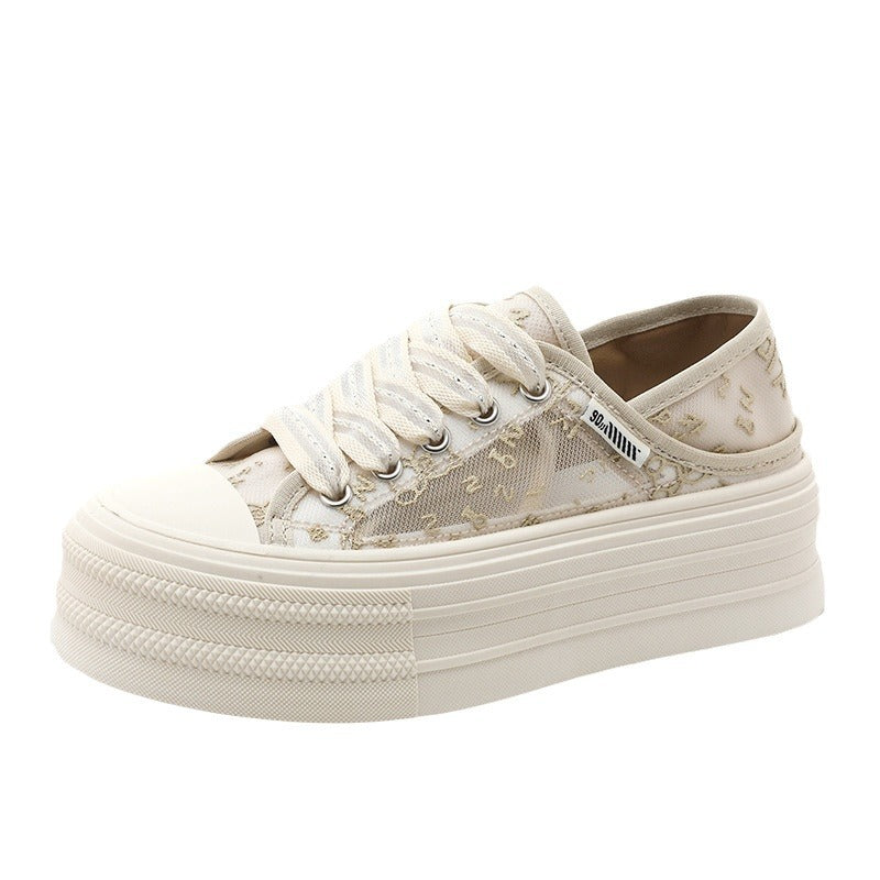 Damen Plateau Sneakers mit atmungsaktiver Mesh-Oberfläche und rutschfester Sohle R&B