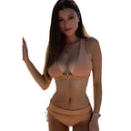 Damen Triangel-Bikini mit atmungsaktiven Trägern und modischem Wickeldetail R&B