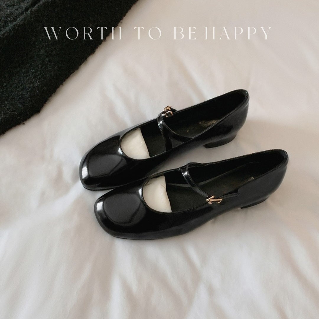 Damen Elegante Ballerinas mit verstellbarem Riemen und luxuriösem Glanz