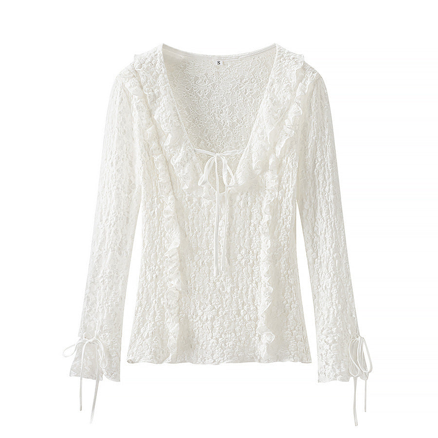 Damen Bluse mit Spitzenverzierung R&B