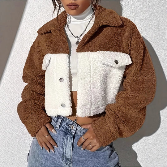 Damen Fleecejacke im Oversize-Stil mit Taschen R&B