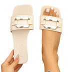 Damen Elegante und bequeme Slides mit dekorativen Metallakzenten R&B