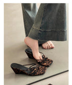 Damen Wedge-Sandalen mit animalischem Print und modischem Riemendesign R&B